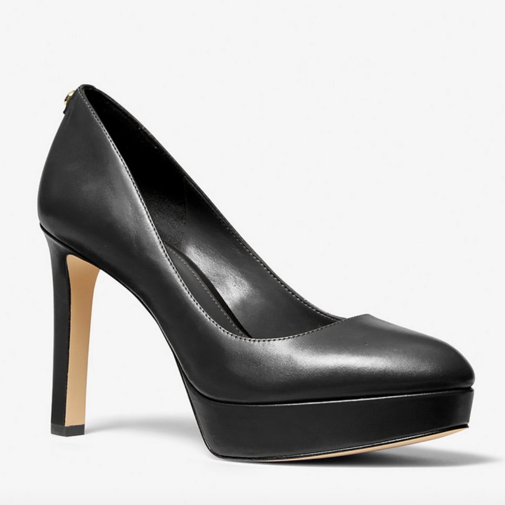 Michael Kors Chantal Leather Platform Pumps, Black, Size 7